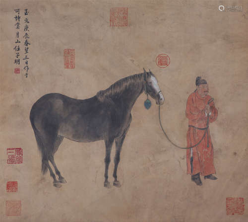 CHINESE SILK HANDSCROLL PAINTING OF REN ZIMING