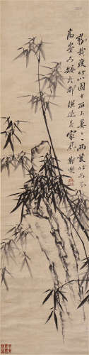 CHINESE HANGING SCROLL INK PAINTING OF BAMBOOS BY ZHENG BANQIAO