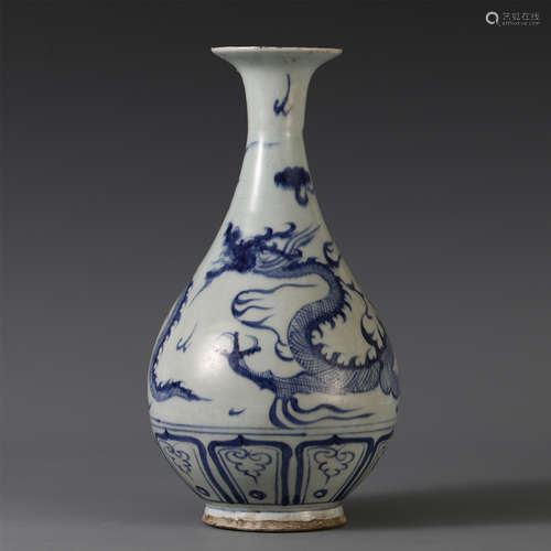 CHINESE BLUE AND WHITE PORCELAIN YUHUCHUN VASE