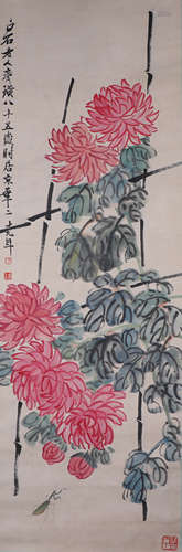 CHINESE PAINTING OF CHRYSANTHEMUM BLOSSOMMING BY QI BAISHI