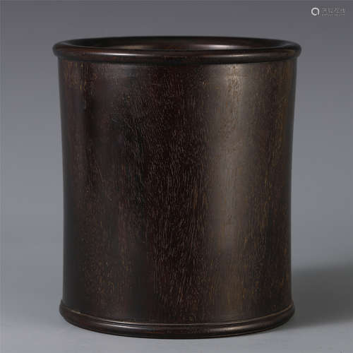 CHINESE ROSEWOOD CARVED BRUSH POT