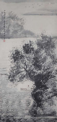 CHINESE HANGING SCROLL INK PAINTING OF FU BAOSHI