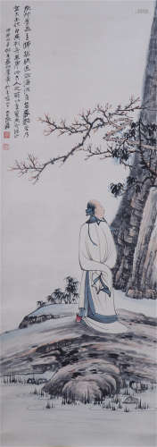 CHINESE INK AND COLOR PAINTING OF SCHOLAR BY ZHANG DAQIAN