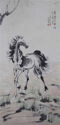 CHINESE INK AND COLOR PAINTING OF HORSE BY XU BEIHONG