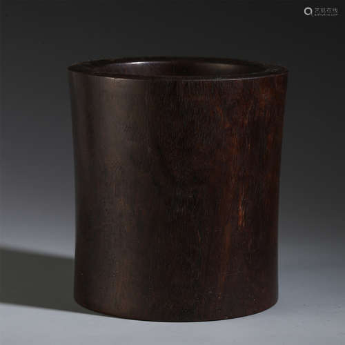 CHINESE ROSEWOOD CARVED BRUSH POT