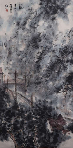 CHINESE INK PAINTING OF LANDSCAPE BY FU BAOSHI