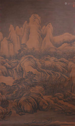 CHINESE HANGING SCROLL PAINTING OF LANDSCAPE