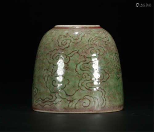 CHINESE PORCELAIN CARVED CLOUDS PATTERN WATERPOT