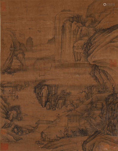 CHINESE PAINTING OF FIGURE AND MOUNTIAN VIEWS