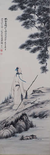 CHINESE HANGING SCROLL INK PAINTING OF FIGURE BY ZHANG DAQIAN