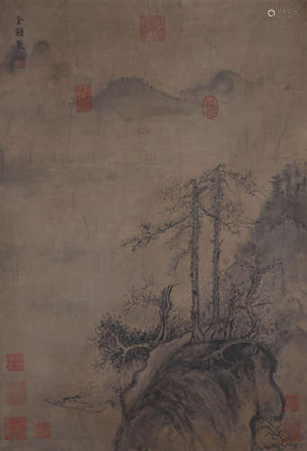 CHINESE SILK HANDSCROLL PAINTING OF LANDSCAPE