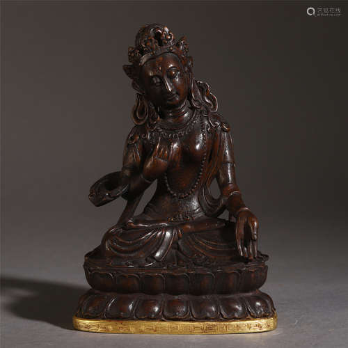 CHINESE AGALWOOD CARVED OF BUDDHA WITH CORONET