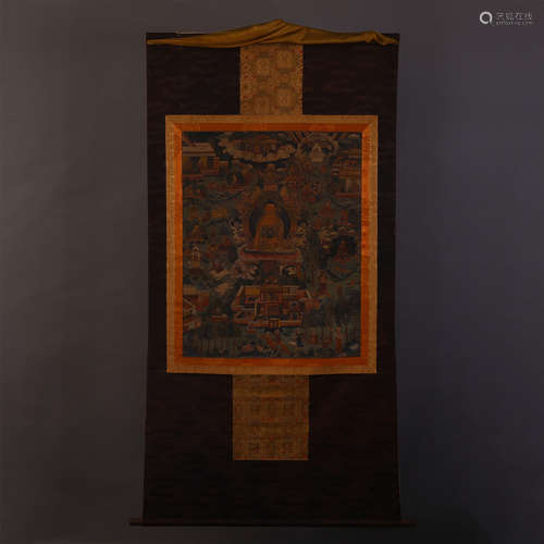 CHINESE TIBETAN THANGKA WITH SAKYAMUNI WITH MARK