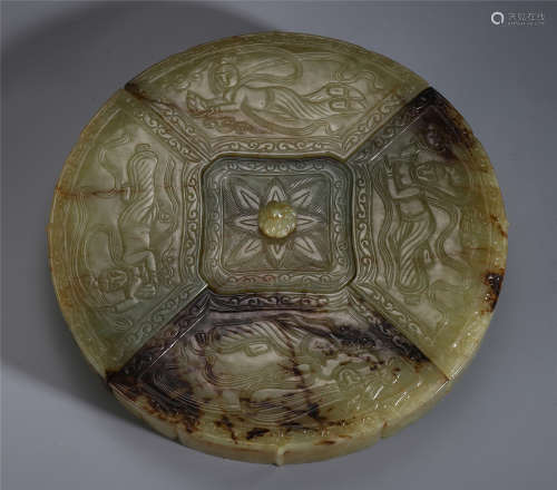 CHINESE ANCIENT JADE CARVED SHAPED BOX