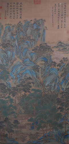 CHINESE HANGING SCROLL PAINTING OF LANDSCAPE BY QIU YING