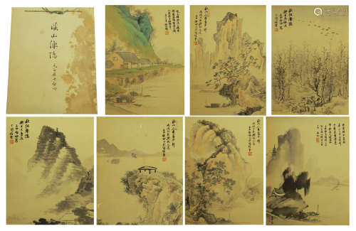 FIVETEEN PAGES CHINESE ALBUM OF PAINTING AND CALLIGRAPHY BY QI GONG