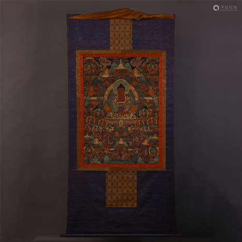 CHINESE TIBETAN THANGKA WITH SAKYAMUNI WITH MARK