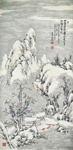 石雲山樵 雪景讀書圖