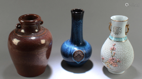 A Group of Three Porcelain Vases
