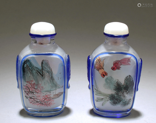 A Pair of Peking Glass Snuff Bottles