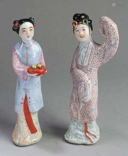 Two Chinese Porcelain Figure Statues