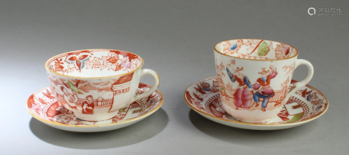 Two Porcelain Cups with Saucers