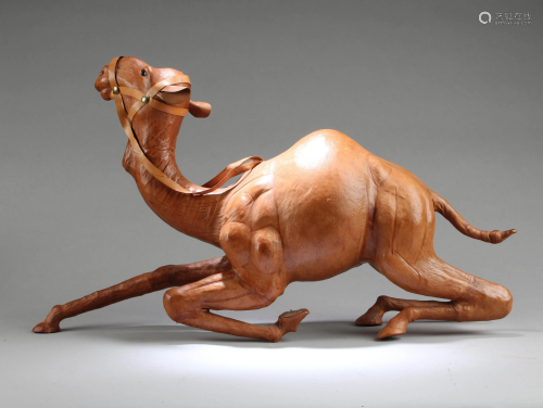 A Leather Camel Statue