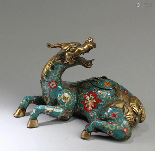 A Cloisonne 'QiLin' Figurine