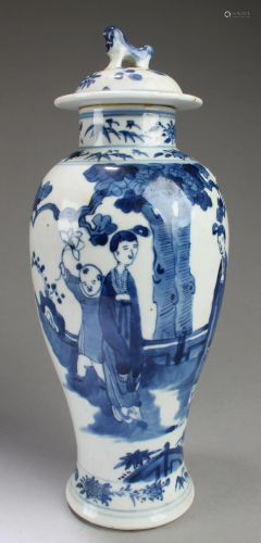 Chinese Blue & White Porcelain Vase With…