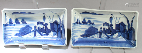 A Pair of Chinese Blue & White Plates