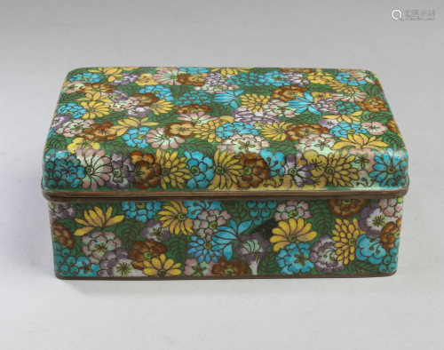Chinese Rectangular-shaped Cloisonne Contain…