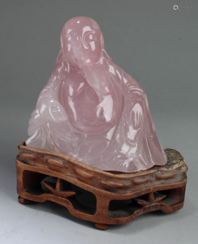 A Carved Crystal Immortal Statue with Stand