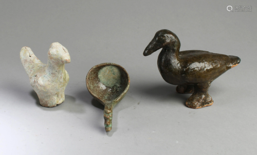 A Group of Three Han Dynasty Pottery Orna…