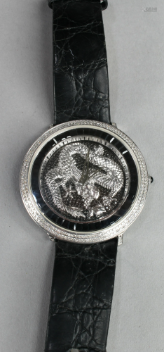 A Crocodile Leather Strap Wrist Watch with R…
