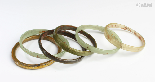 A Group of Six Antique Peking Glass Bang…