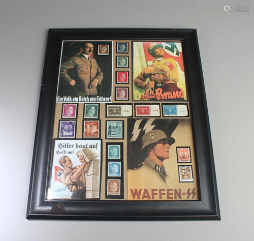 A Framed Hiltler Stamp Collection