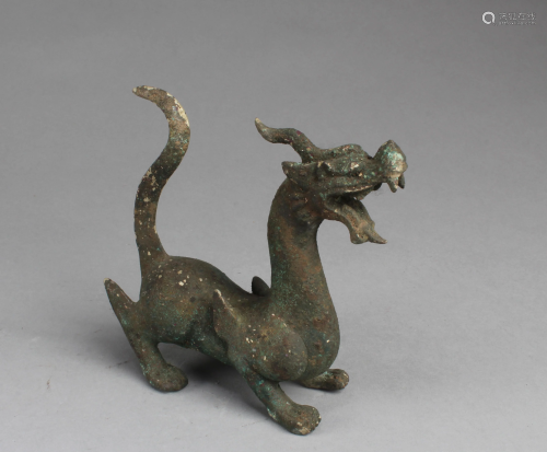 Chinese Bronze Mythical Beast Figurine