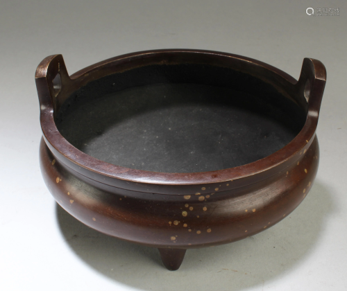 Chinese Bronze Tripod Censer with Twin H…