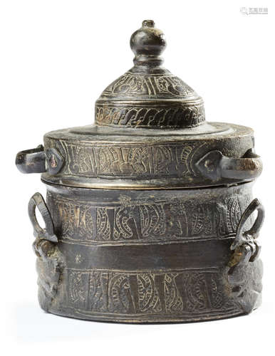 A BRONZE INKWELL, KHURASAN 12TH-13TH CENTURY