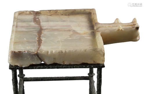 A SOUTH ARABIAN ALABASTER LIBATION TABLE, CIRCA 1ST CENTURY BC/AD