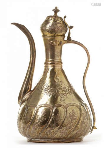 AN OTTOMAN GILT-COPPER (TOMBAK) EWER, TURKEY, 18TH CENTURY