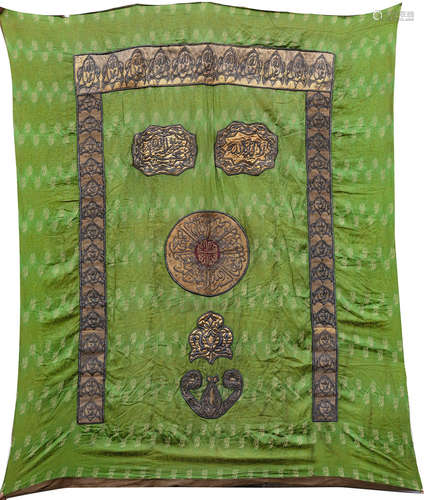 AN OTTOMAN SILK AND METAL-THREAD CURTAIN OR COVER, TURKEY, 19TH CENTURY