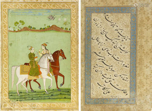 BAZ BAHADUR AND RUPMATI HUNTING, INDIA, MUGHAL, 17TH CENTURY