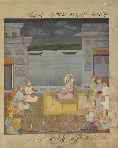 SHAH JAHAN ENTERTAINED WITH MUSIC AT NIGHT BY A GROUP OF MUSICIANS, INDIA, BIKANER 18TH CENTURY