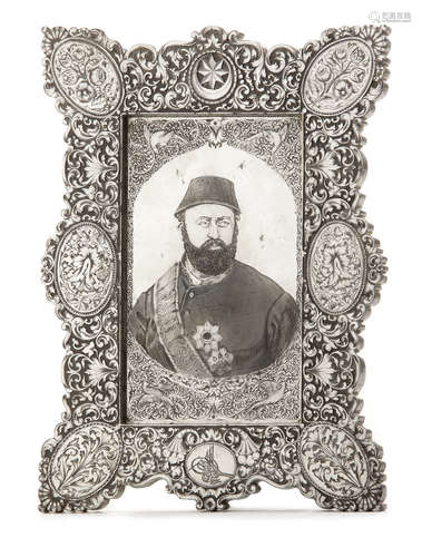 WORK ON STEEL, A PORTRAIT DEPICTING SULTAN ABDUL-AZIZ, OTTOMAN, TURKEY, 1865