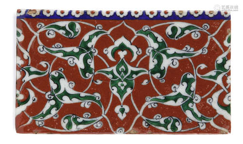 AN IZNIK POLYCHROME POTTERY TILE, TURKEY, CIRCA 1700