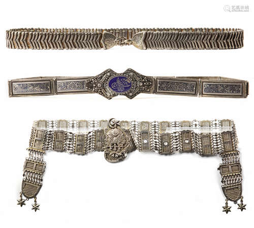 THREE OTTOMAN SILVER BELTS, TURKEY, 19TH CENTURY