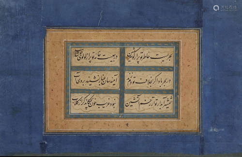 AN OTTOMAN CALLIGRAPHY PAGE FROM A MURAQQA ALBUM, TURKEY, 19TH CENTURY