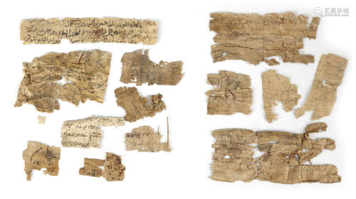 A COLLECTION OF PAPYRUS AND PAPER FRAGMENTS, EGYPT-FUSTAT, 7TH-10TH CENTURY