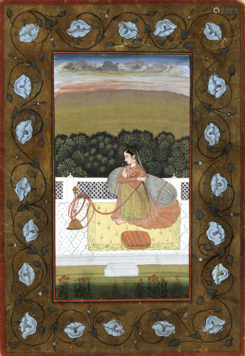 A MINIATURE DEPICTING A MUGHAL LADY, INDIA, 19TH CENTURY